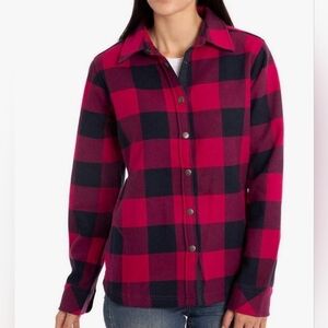 Orvis Fleece Lined Flannel Shirt Jacket Size L Buffalo Plaid Cotton Shacket Snap